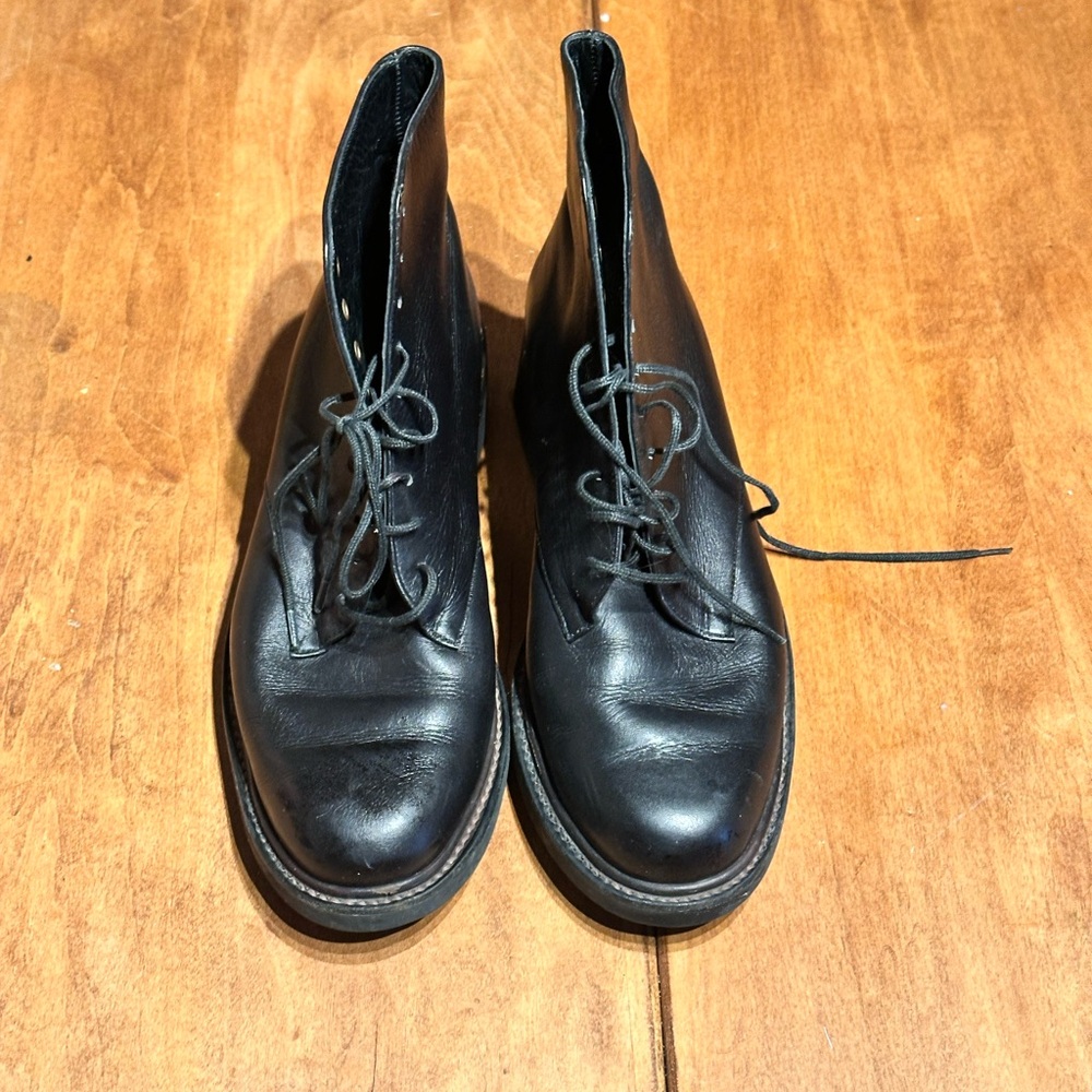 Robert Clergerie Black Leather Lace-Up Combat Boots